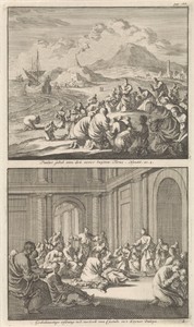 Paulus bidt bij het strand van Tyrus en een samenkomst van Christenen in de kamer van de heilige Castulus in het keizerlijk paleis