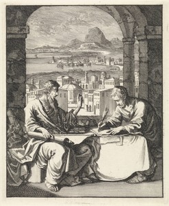 Paulus dicteert Tertius de brief aan de Romeinen