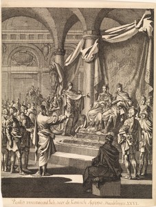 Paulus geketend voor koning Agrippa