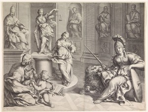 Paus Alexander VII zit op een troon