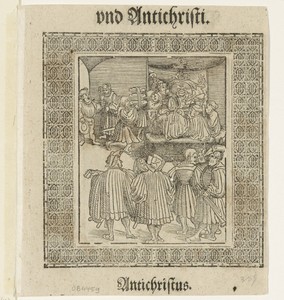 Paus en geestelijken aan feestmaal