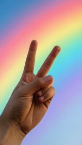 Peace Sign Rainbow Sky
