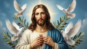 Peaceful Sacred Heart Doves