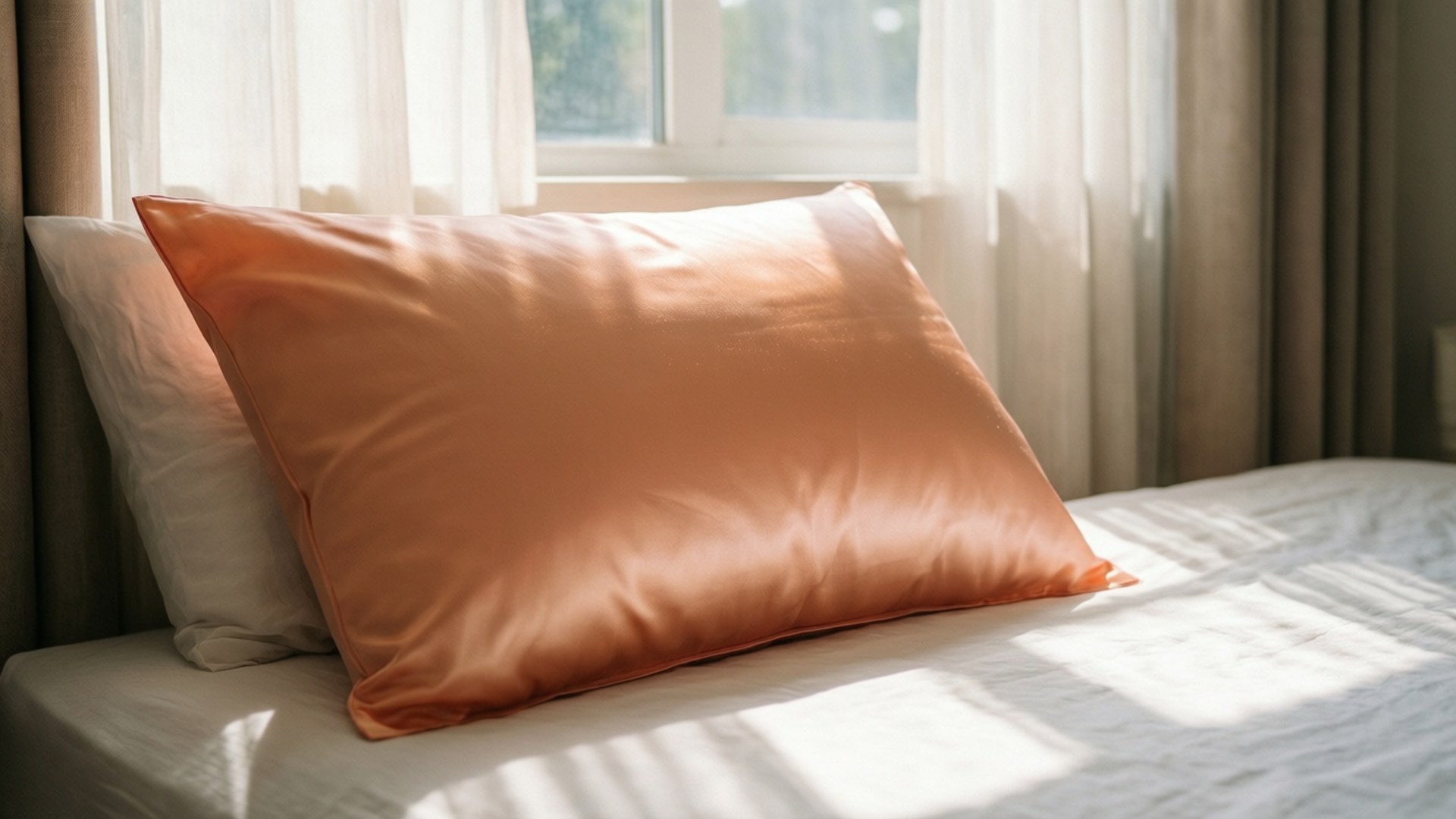 Peach Satin Pillow by Wallpapers.art Studio