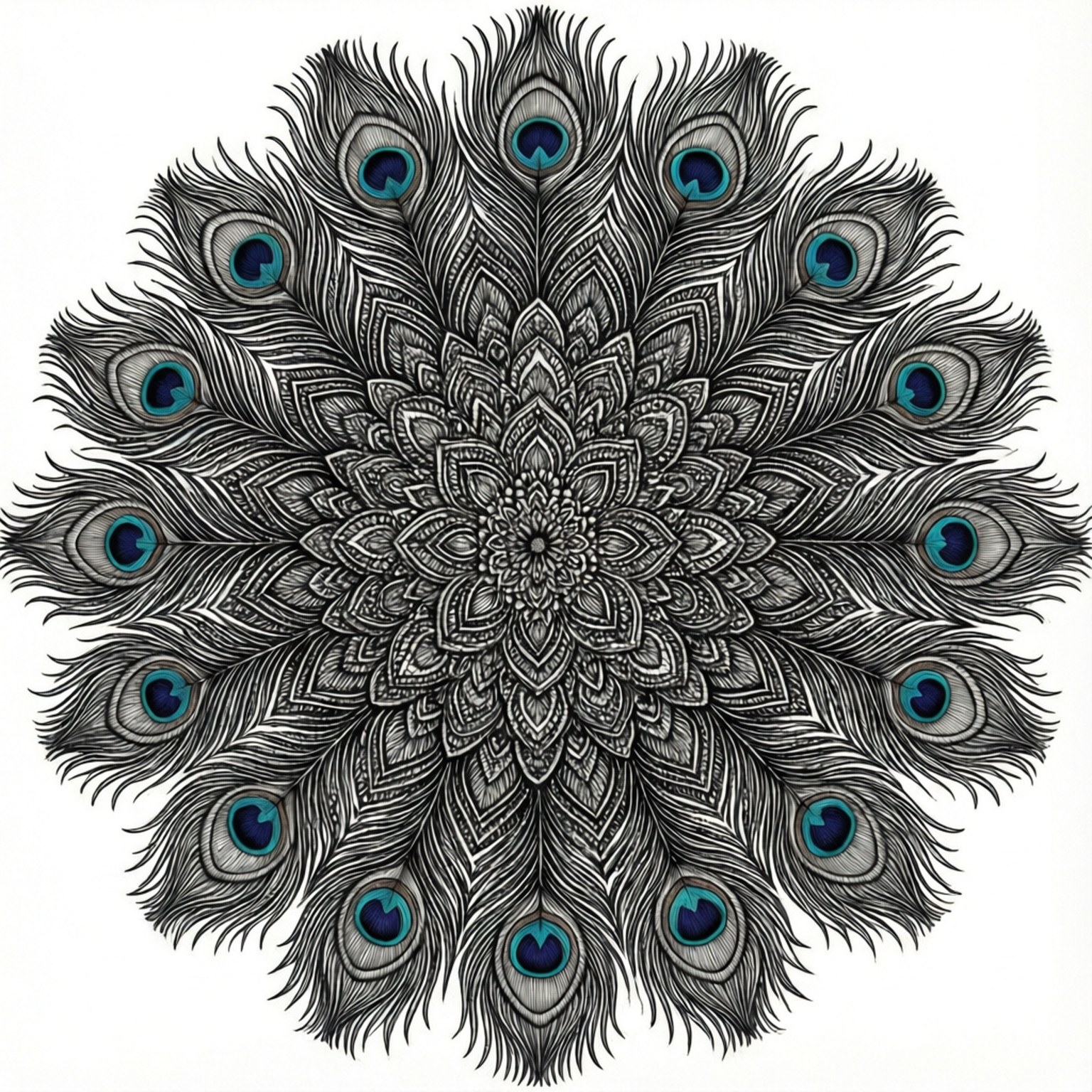 Peacock Feather Mandala by Wallpapers.art Studio