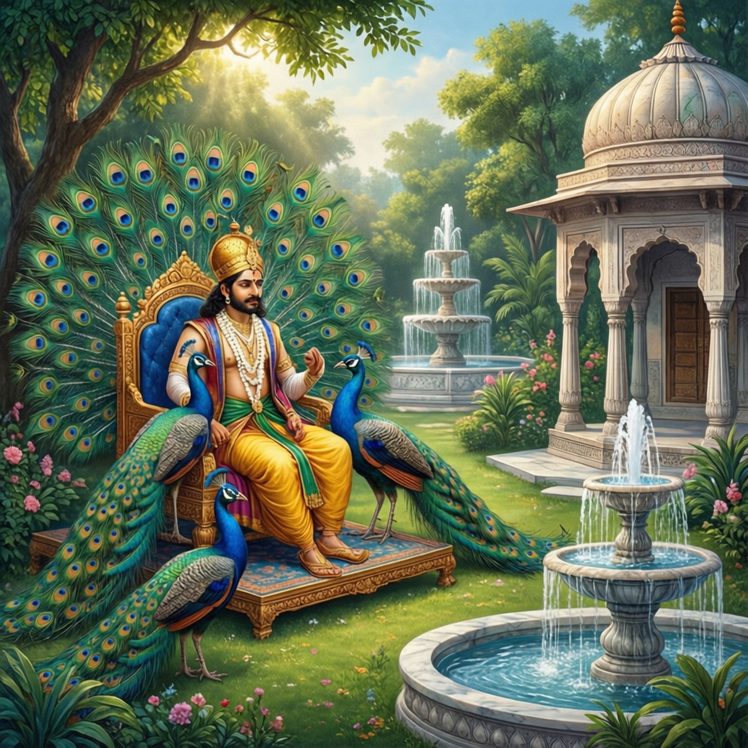 Peacock Garden Throne by Wallpapers.art Studio