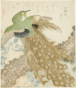 Peacock, Pine Tree, and Peonies, from the series "A Set of Three Petals (San hira no uchi)"