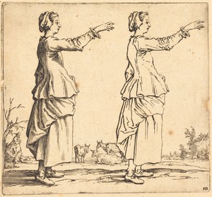 Peasant Woman, in Profile, Facing Right, with Arm Extended