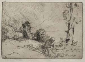 Peasant Woman Seated near a Hedge