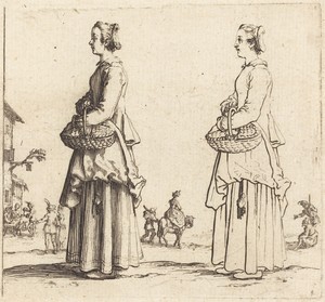Peasant Woman with Basket, in Profile, Facing Left