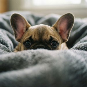 Peeking Frenchie Puppy