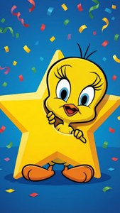 Peeking Tweety Behind Star