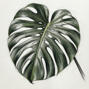 Pencil Sketch Monstera