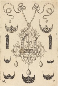 Pendant Surrounded by Seven Shields and Two Ornamental Bands