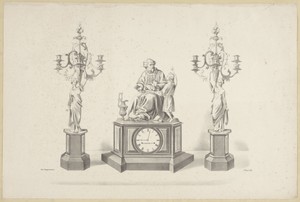 Pendule en twee kandelaars