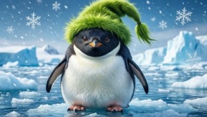 Penguin in Grinch Hat
