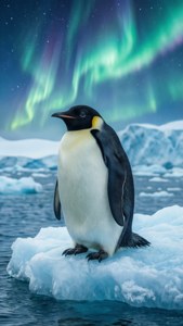 Penguin on Iceberg at Night