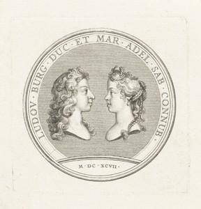 Penning met bustes van de hertog en hertogin van Bourgondië