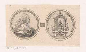 Penning met het portret en grafmonument van Gerard van Swieten