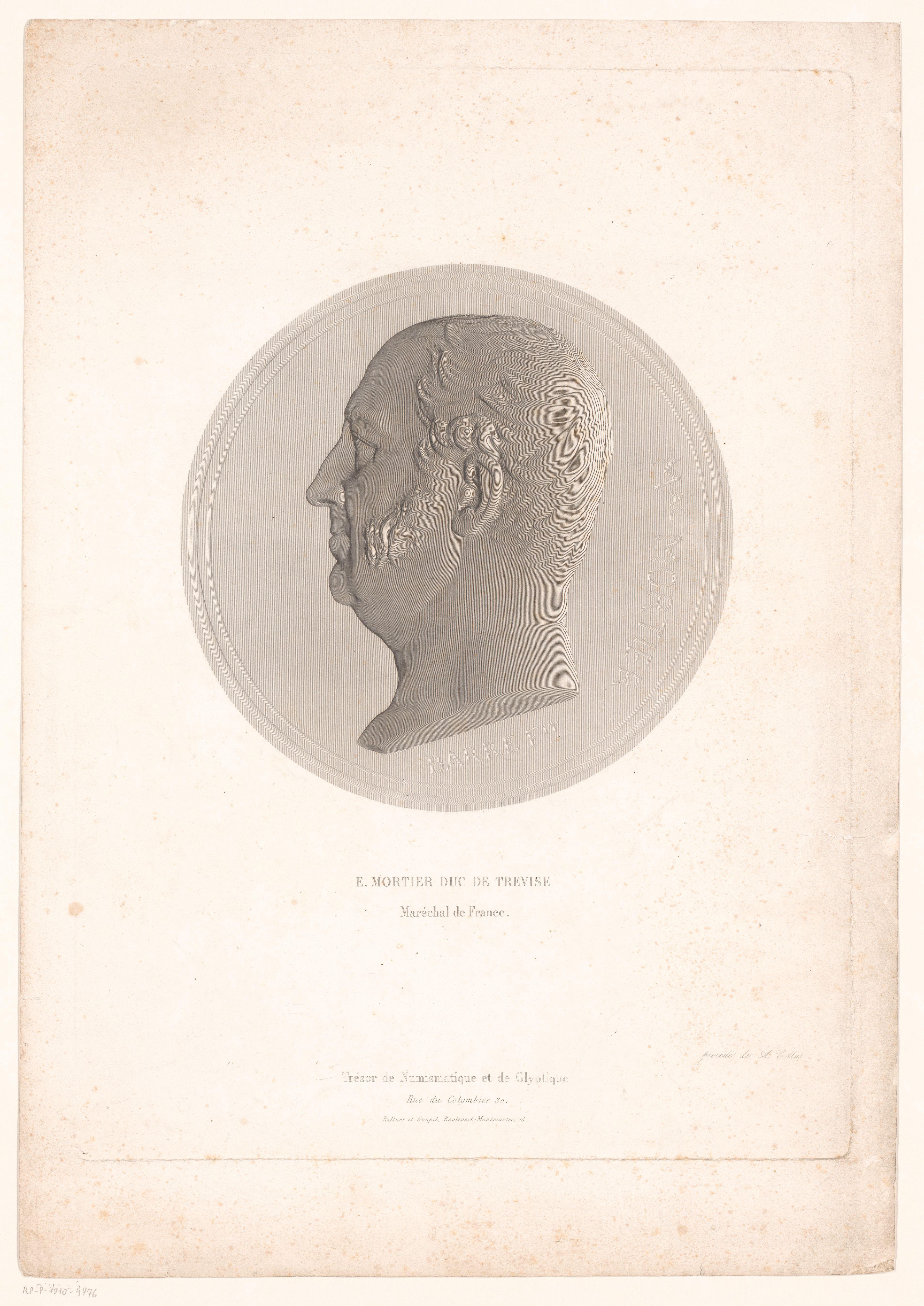 Penning met het portret van Édouard Mortier by Achille Collas