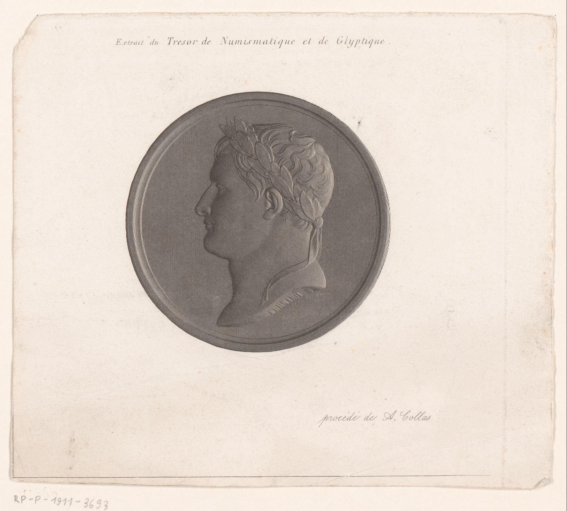 Penning met het portret van keizer Napoleon Bonaparte by Achille Collas