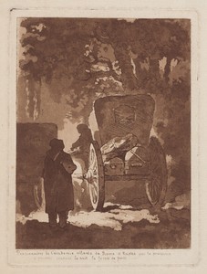 Pensionnaires de l’Académie allants de Rome à Naples par le procaccio et passants pendant la nuit la forest de fondi (Pensionnaires from the French Academy Going from Rome to Naples by Carriage and Passing through a Forest in Fondi during the Night)