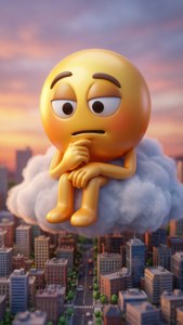 Pensive Emoji on Cloud