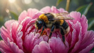 Peony Bumblebee Close-Up