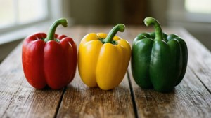 Pepper Trio on Wood