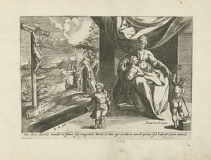 Personificatie van Caritas en Christus aan het kruis