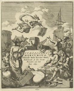 Personificaties van de Landbouw, Scheepvaart en Nijverheid in het bijzijn van kooplieden