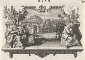 Personificaties van Leven en Dood flankeren een stoet met de Ark des Verbonds