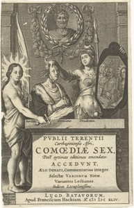 Personificaties van Waarheid, Hypocrisie en Wijsheid met portret van Terentius