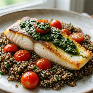 Pesto Baked Halibut