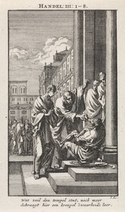 Peter and John heal a paralyzed man at the temple gate