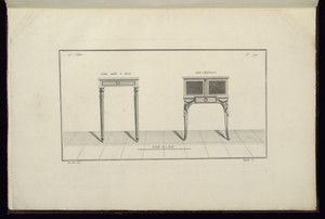 Petite table à tiroir [et] Petite Chiffonière
