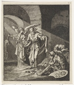 Petrus door de engel uit de gevangenis bevrijd