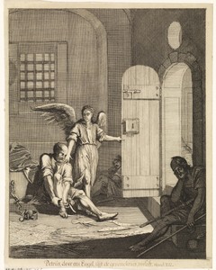 Petrus door een engel uit de gevangenis bevrijd