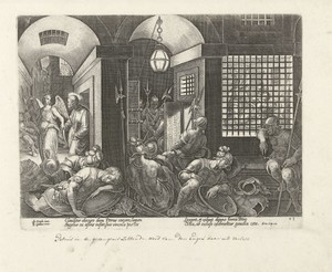 Petrus wordt door de engel uit de gevangenis bevrijd