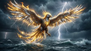 Phoenix Over Stormy Sea