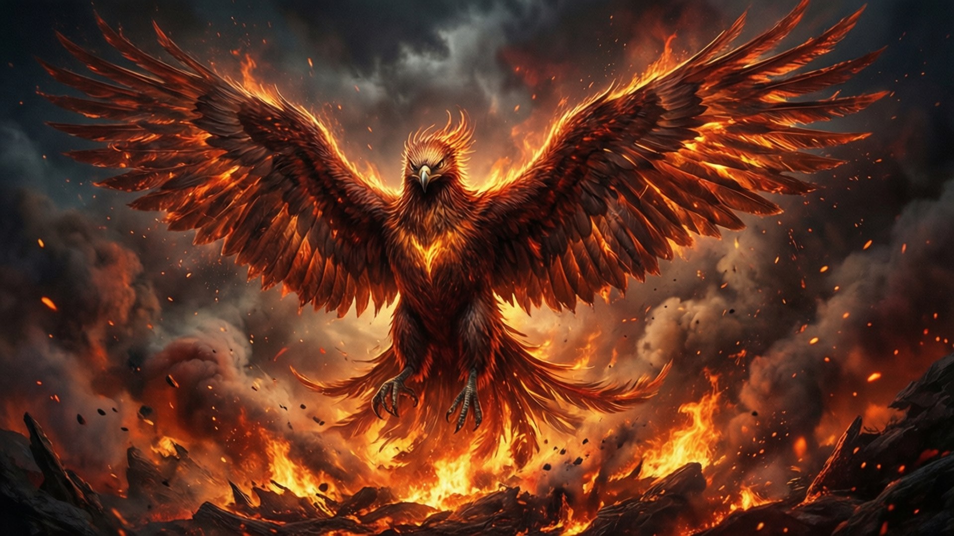 Phoenix Rising Inferno by Wallpapers.art Studio