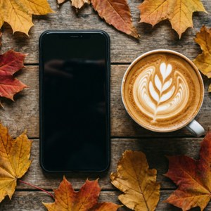 Phone and Coffee Flat Lay