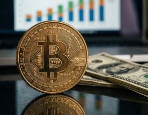 Physical Bitcoin Coin Close-Up