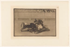 Picador van zijn paard gevallen
