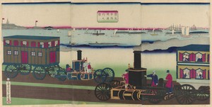Picture of Steam Locomotives Traveling (Jokisha rikudo tsuko no zu)