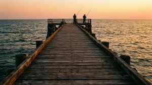 Pier Fishermen Sunset