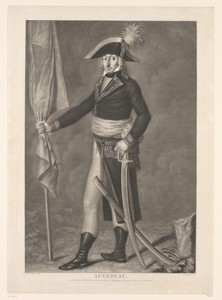 Pierre François Charles Augereau met vaandel na de slag bij Arcole