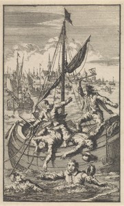 Pietro Ciacconne verovert een boot van de Leidenaren, 1574
