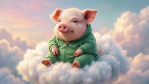 Pig on a Cloud in Onesie