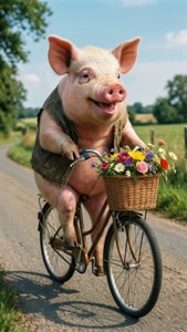 Pig Riding Bicycle